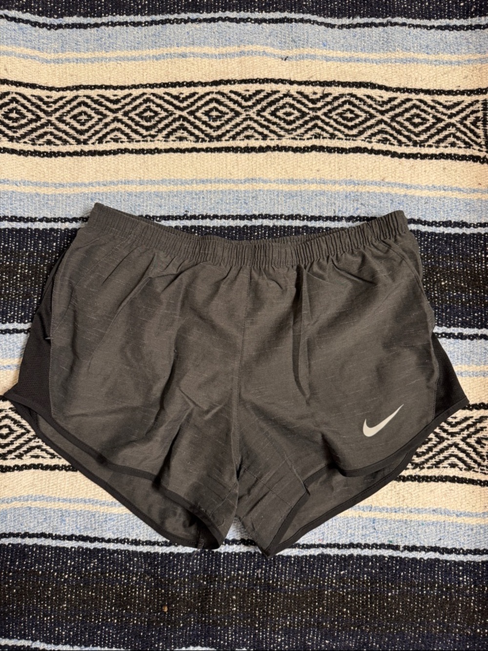 Nike Women's Black Athletic Running Shorts with Silver Swoosh